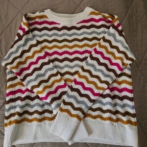 Lou & Grey Pink and Gold Chevron Sweater